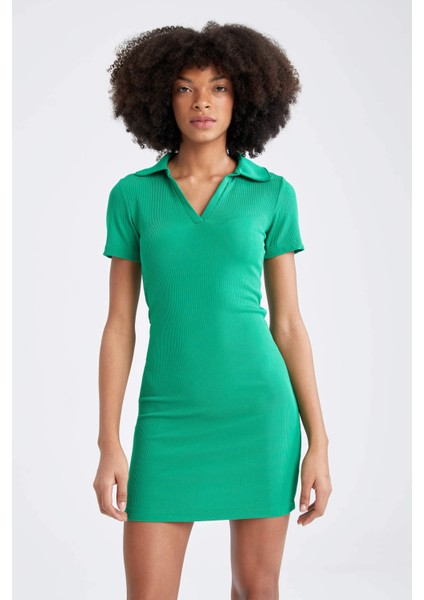 Polo Yaka Kısa Kollu Mini Elbise Y0608AZ22SP modelleri