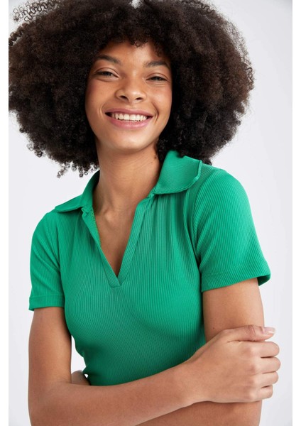 Polo Yaka Kısa Kollu Mini Elbise Y0608AZ22SP fırsatları