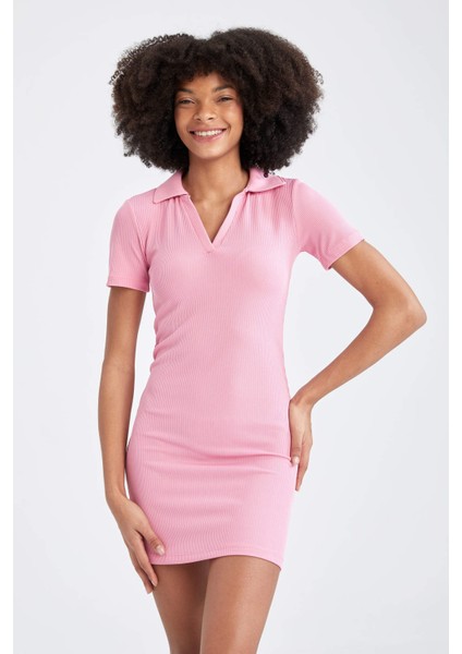 Polo Yaka Kısa Kollu Mini Elbise Y0608AZ22SP modelleri