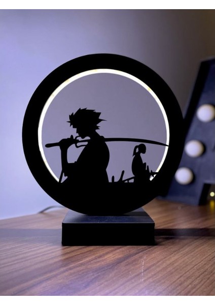 Samuray LED Masa Lambası Ahşap