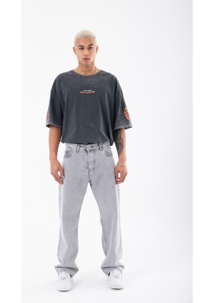 Baggy Relaxed Jean Asit Gri Pantolon