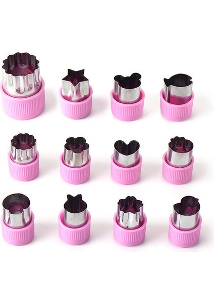 Paslanmaz Çelik Bisküvi Kalıbı 12 Parçalı Set Sebze Meyve Kesme Baskı Kabartma Kalıbı (Yurt Dışından)