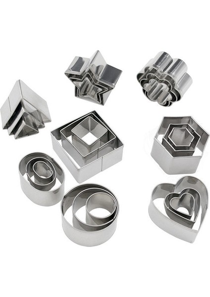 24 Paslanmaz Çelik Bisküvi Diy Geometrik Desenli Kurabiye Kalıbı Seti (Yurt Dışından) modelleri