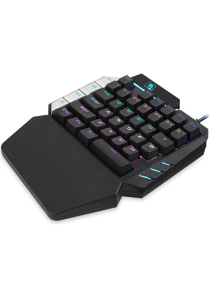 Mini Tek Elle Oyun Klavyesi RGB LED Arkadan Aydınlatmalı USB Kablolu Oyun 38 Anahtar Aksesuar (Yurt Dışından)