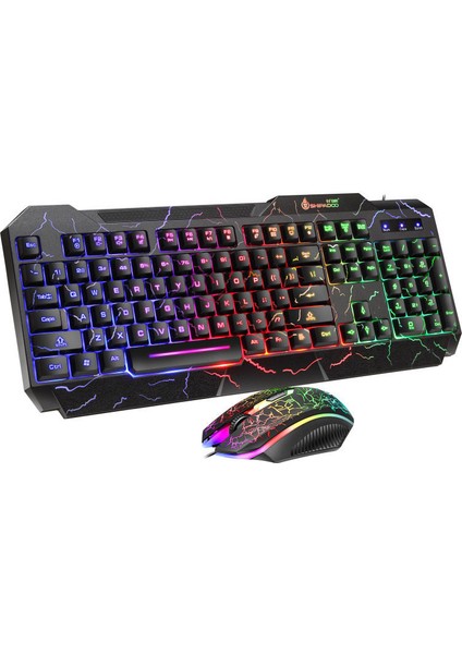 Windows PC Oyun/Çalışma için Kablolu Oyun Klavyesi ve Fare RGB Led Arka Işık (Yurt Dışından)