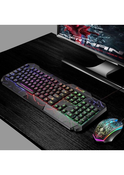 Windows PC Oyun/Çalışma için Kablolu Oyun Klavyesi ve Fare RGB Led Arka Işık (Yurt Dışından)