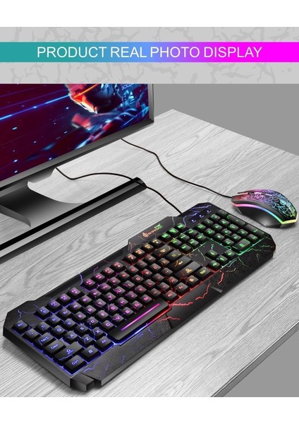 Windows PC Oyun/Çalışma için Kablolu Oyun Klavyesi ve Fare RGB Led Arka Işık (Yurt Dışından)