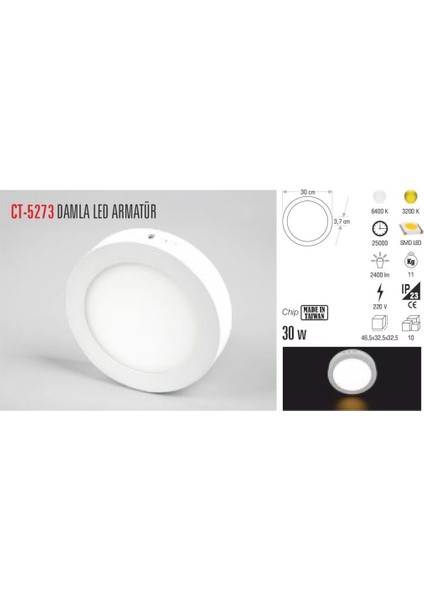 CT-5273G Alüminyum LED Spot Armatür Sıva Üstü 30W Günışığı fiyatları