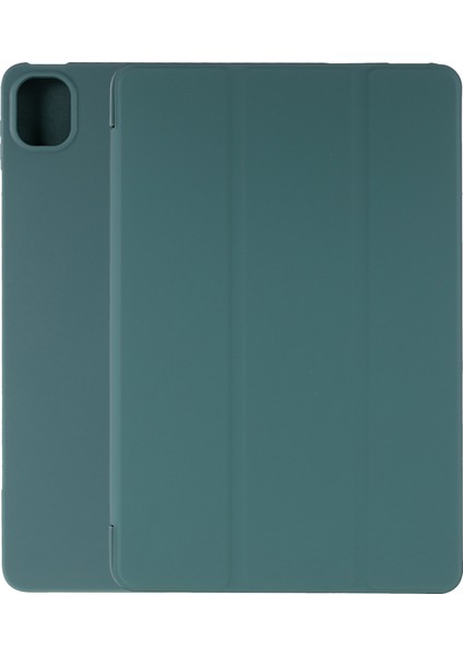 Xiaomi Pad 5/Pad İçin 5 Pro Shockproof Tri -Katlı Stand Tasarımı Pu Deri Tpu Koruyucu Kılıf - Blackish Green (Yurt Dışından)