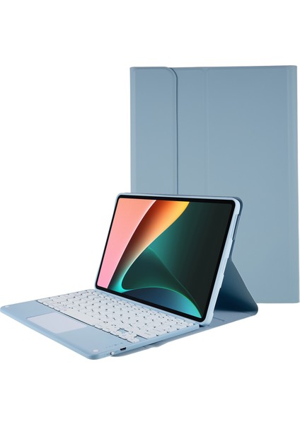 Xiaomi Pad İçin 5/5 Pro Square Cap Touchpad Kablosuz Bluetooth Klavye + Stand Deri Tablet Kılıfı - Mavi (Yurt Dışından)