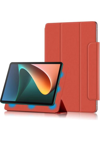 Hafif Trifold Stand Pu Deri Kabuk Kitap Kapağı Xiaomi Pad 5 / Pad 5 Pro - Portakal (Yurt Dışından)