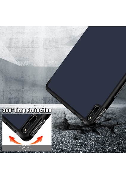 Tri-Fold Standı Otomatik Emilen Tpu Deri Tablet Akıllı Kapak Kılıf Kabuk Huawei Matepad Pro 12.6 (2021) - Siyah (Yurt Dışından)