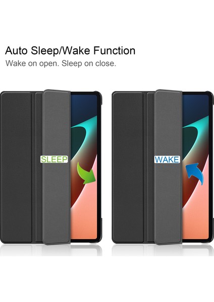 Anti -Cratch Şok Geçirmez Pu Deri Üçlü, Xiaomi Pad 5 / Pad 5 Pro - Siyah İçin Otomatik Uyku / Uyan ile Slim Smart Tablet Kapağı (Yurt Dışından)