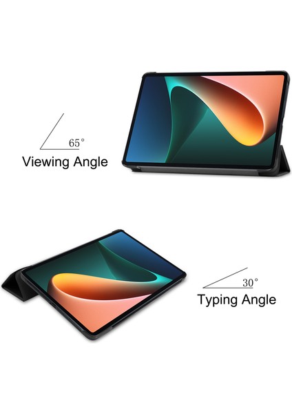Anti -Cratch Şok Geçirmez Pu Deri Üçlü, Xiaomi Pad 5 / Pad 5 Pro - Siyah İçin Otomatik Uyku / Uyan ile Slim Smart Tablet Kapağı (Yurt Dışından)