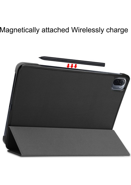 Anti -Cratch Şok Geçirmez Pu Deri Üçlü, Xiaomi Pad 5 / Pad 5 Pro - Siyah İçin Otomatik Uyku / Uyan ile Slim Smart Tablet Kapağı (Yurt Dışından)