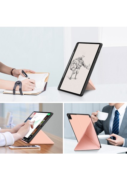 Slayt-Out Kickstand Tasarım Kontrast Renk Pc + Tpu + Silikon Tablet Kapak Kılıf Huawei Matepad T10S - Siyah / Mavi (Yurt Dışından)