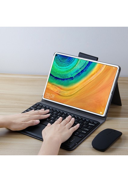 Premium Pu Deri Tri-Fold Flig Tasarım Hafif Akıllı Standı Kapak Oto Uyandırma / Uyku İçin Huawei Matepad Pro 12.6 (2021) - Mavi (Yurt Dışından)