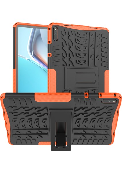 Lastik Doku Tasarım Pc + Tpu Kickstand Hybrid Tablet Kapak Kılıf Huawei Matepad 11 (2021) - Turuncu (Yurt Dışından)