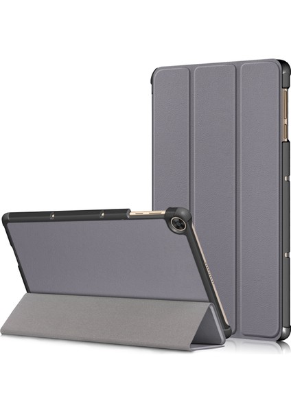 Tri-Fold Esnek Açı Standı Uyandırma / Uyku Deri Akıllı Kılıf Huawei Matepad T 10S / T 10 / Keyfini Tablet 2 - Gri (Yurt Dışından)