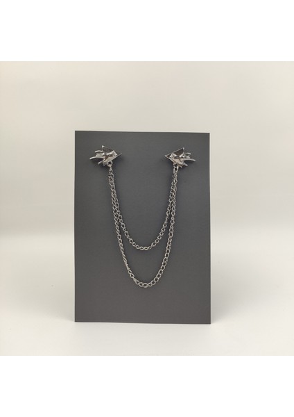 Desenli Gümüş Gömlek Iğnesi