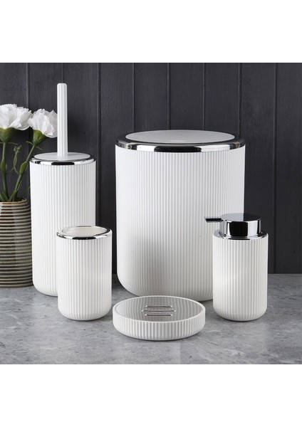 Lisbone Silver 5 Parça Banyo Aksesuar Seti - Beyaz