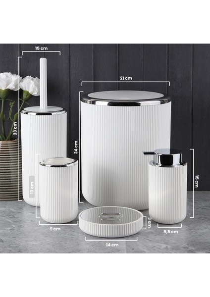 Lisbone Silver 5 Parça Banyo Aksesuar Seti - Beyaz fiyatları