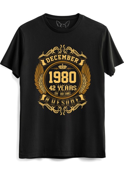 Vintage Gold Awesome Series December 1980 Siyah Tshirt
