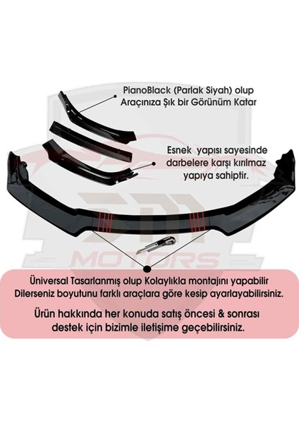Fiat / Tofaş Tipo Flaplı Yan Marşpiyel Eki + 4 Parça Beyaz Ön Ek Piano Black Set