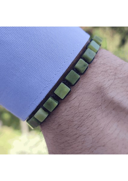Jewellery Yeşim Taşı Küp Kesim Makrome Bileklik fiyatları