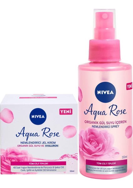 Aqua Rose Yüz Nemlendirici Jel Krem 50ML ve Nivea Aqua Rose Yüz Nemlendirici Sprey 150ML