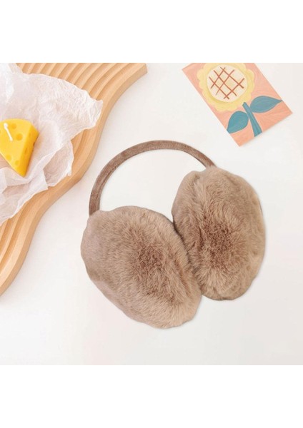 Peluş Kulak Muffs Kalın Katlama Burger Şekli Yumuşak Kabarık Kış Bayan Soğuk Hava Deve (Yurt Dışından)