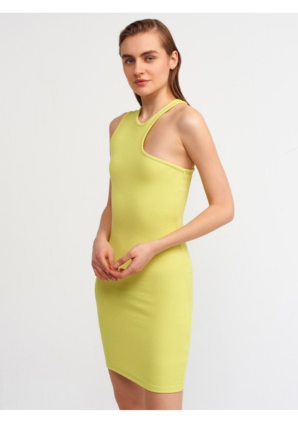 9136 Fitilli Mini Elbise-Lime
