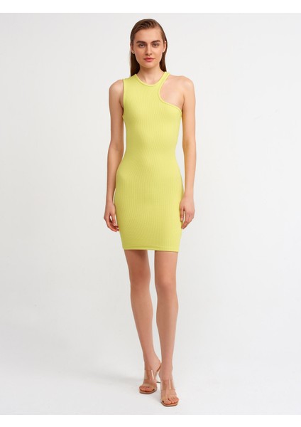 9136 Fitilli Mini Elbise-Lime