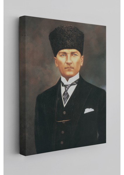 Atatürk Portre Tablosu Mustafa Kemal Atatürk Dikdörtgen Dekoratif Kanvas Tablo