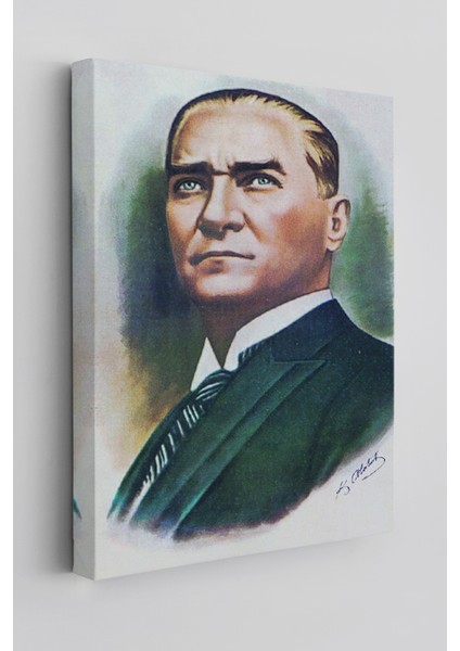 Atatürk Portre Tablosu Mustafa Kemal Atatürk Dikdörtgen Dekoratif Kanvas Tablo