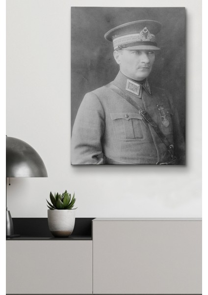Atatürk Portre Tablosu Mustafa Kemal Atatürk Dikdörtgen Dekoratif Kanvas Tablo