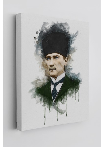 Mustafa Kemal Atatürk'ün Suluboya Görünümlü Portresi Dekoratif Kanvas Tablo modelleri