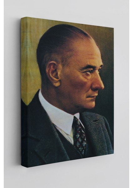 Atatürk Portre Tablosu Mustafa Kemal Atatürk Dikdörtgen Dekoratif Kanvas Tablo