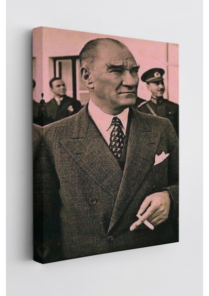 Atatürk Portre Tablosu Mustafa Kemal Atatürk Dikdörtgen Dekoratif Kanvas Tablo