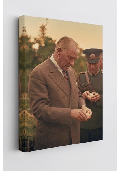 Atatürk Portre Tablosu Mustafa Kemal Atatürk Dikdörtgen Dekoratif Kanvas Tablo