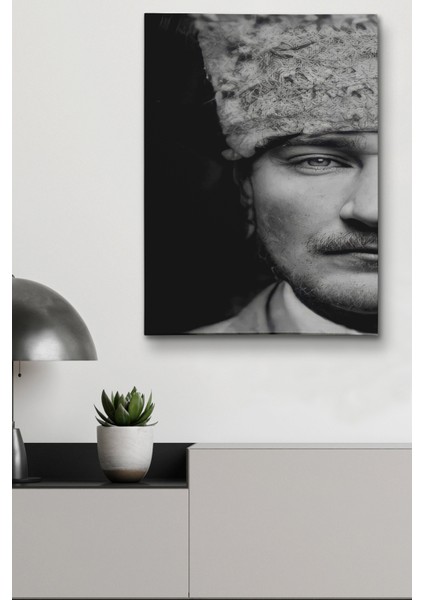 Atatürk Portre Tablosu Mustafa Kemal Atatürk Dikdörtgen Dekoratif Kanvas Tablo