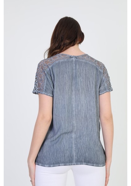 Kadın Omzu Dantel Detaylı Bluz 5010062 Indigo indirimleri
