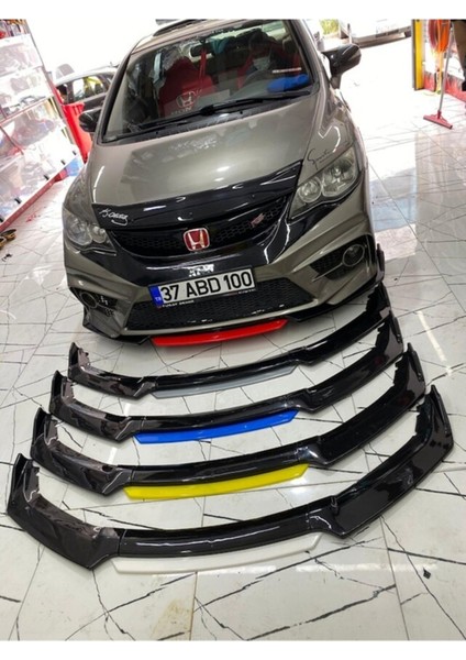 Chrysler Lhs F30 Düz Yan Marşpiyel Eki + 4 Parça Sarı Ön Ek Piano Black Bodykit Set