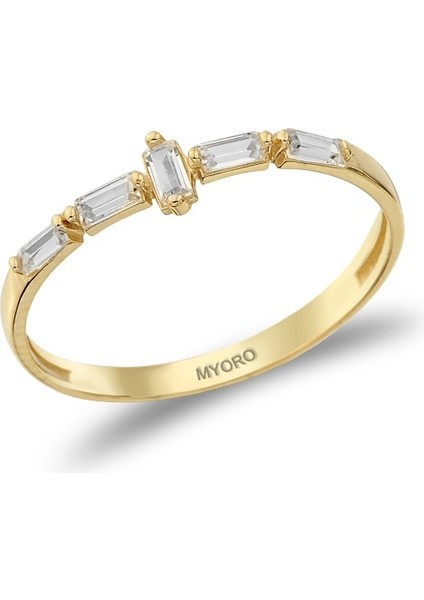 14 Ayar Mini Baget Taşlı Yüzük