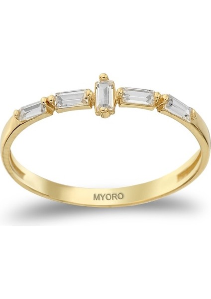 14 Ayar Mini Baget Taşlı Yüzük fiyatları