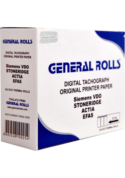 100 Kutu General Rolls Dijital Takograf Kağıdı 8 M 3'lü