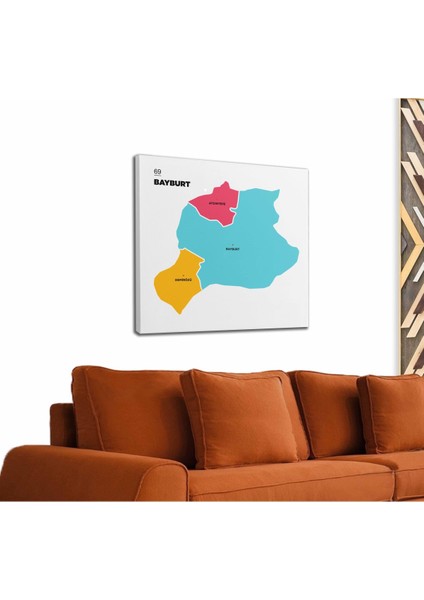 Bayburt Ili ve Ilçeler Haritası Dekoratif Kanvas Tablo 1288