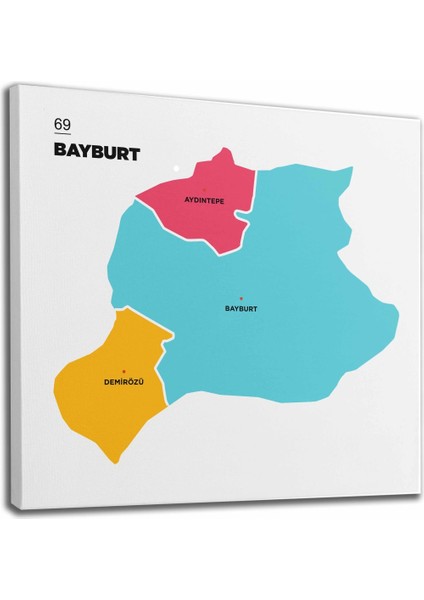 Bayburt Ili ve Ilçeler Haritası Dekoratif Kanvas Tablo 1288 fiyatları