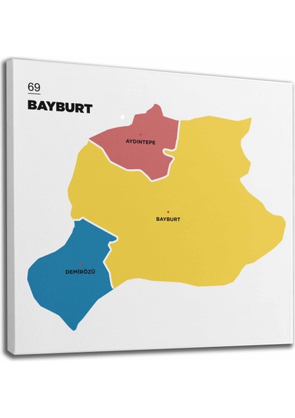 Bayburt Ili ve Ilçeler Haritası Dekoratif Kanvas Tablo 1289 fiyatları