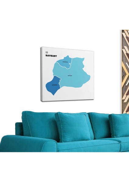 Bayburt Ili ve Ilçeler Haritası Dekoratif Kanvas Tablo 1290